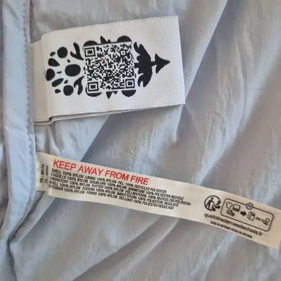 Free People  Light As A Feather Light Blue Quilted Jacket Size L - Picture 9 of 12